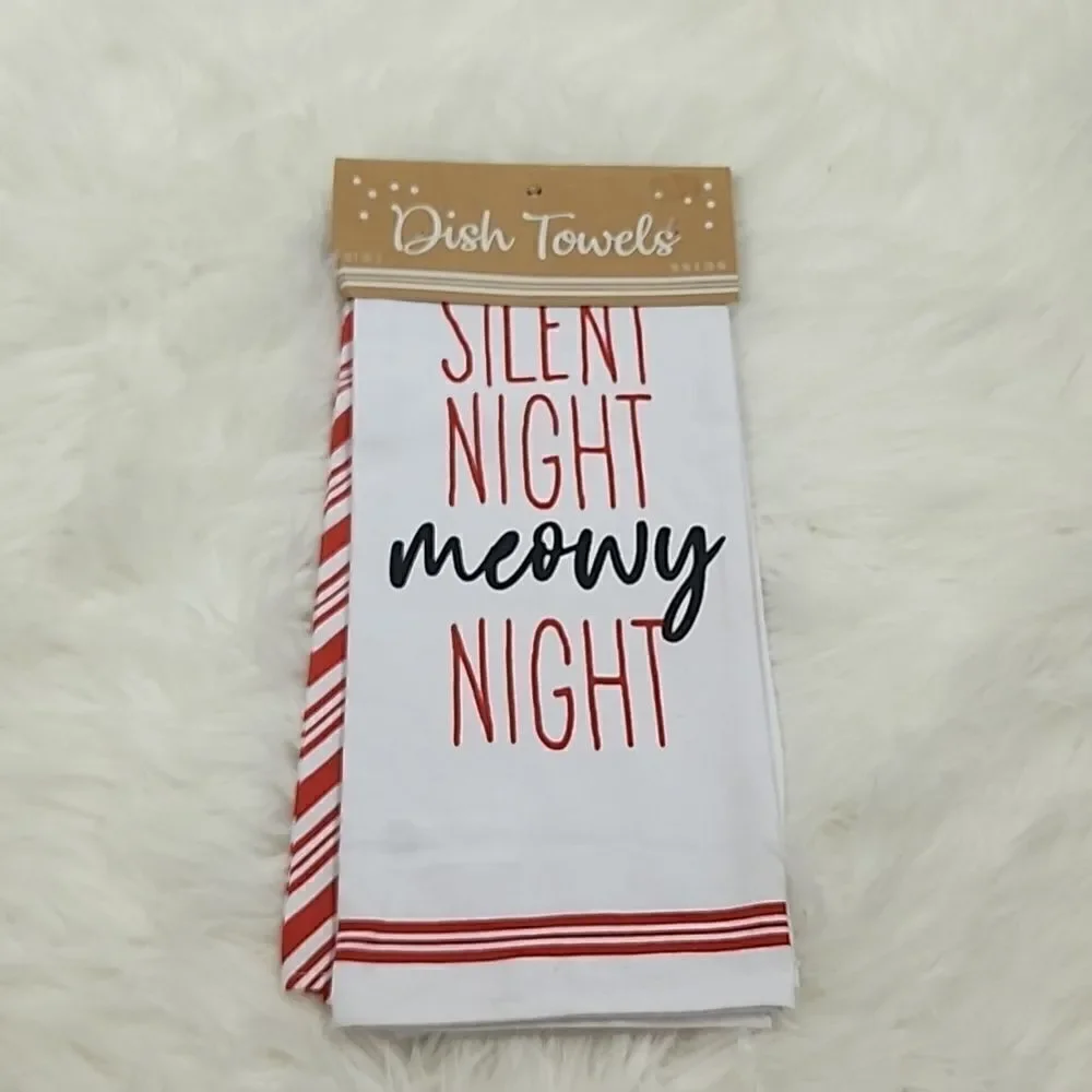 Set of 2 Meowy Night Dish Towels